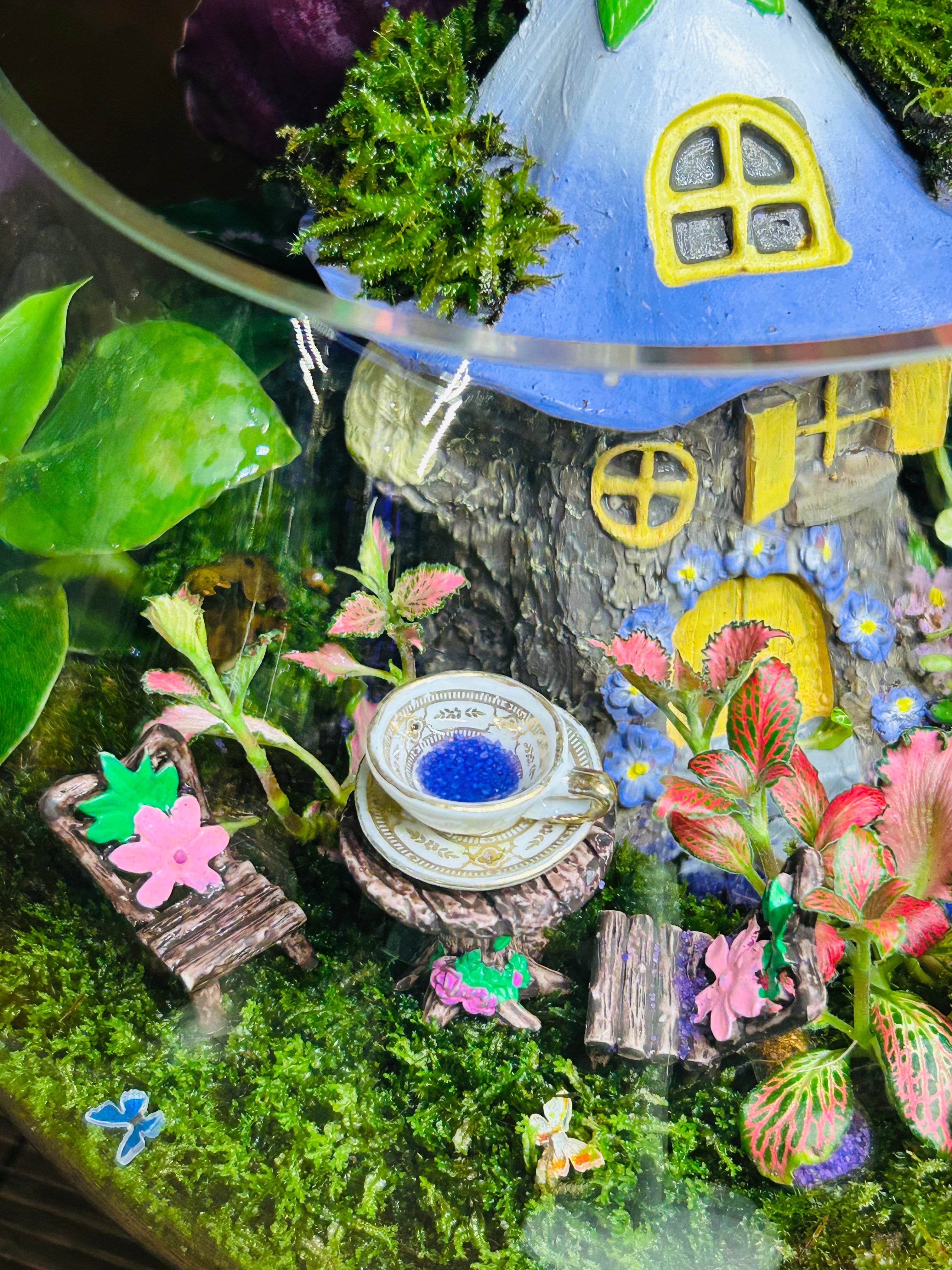 Mushroom Cottage Terrarium – Whimsical FAiry Garden Handmade Miniature World