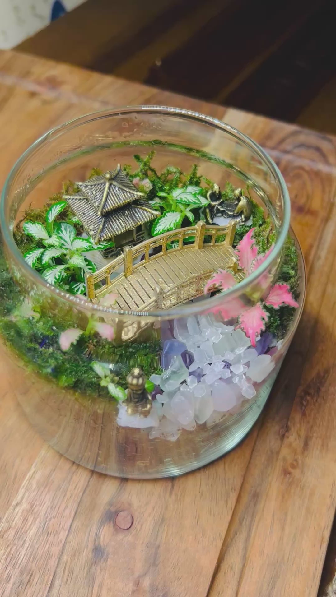 Mini Baby Buddha Terrarium – Handmade Zen Decor with Glowing Pebbles